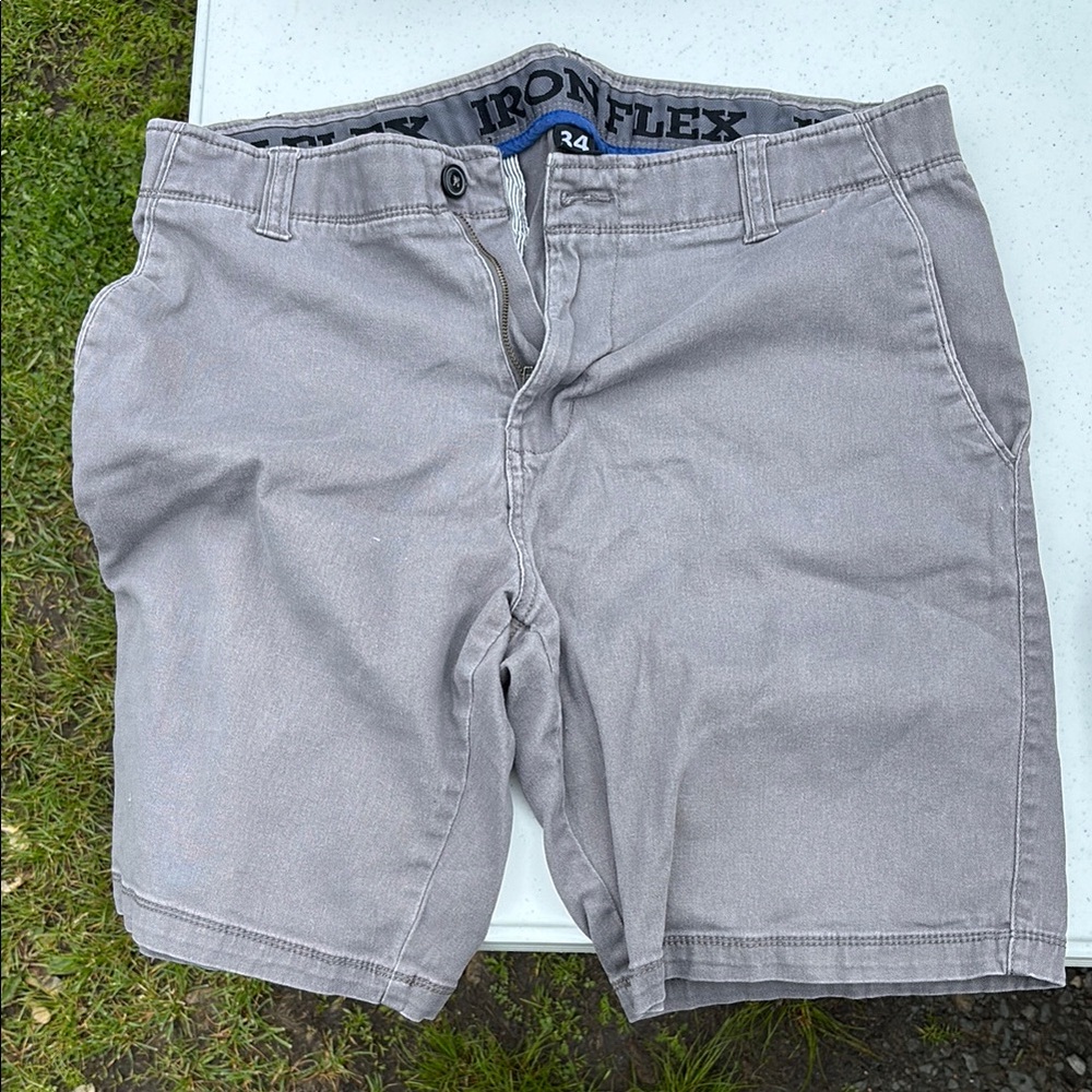 Gray Flat Front Casual Shorts